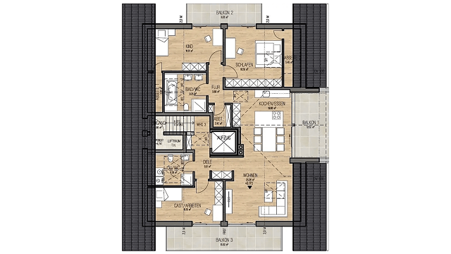 Alpenresidenz Garmisch-Partenkirchen | Wohnung 03 | Grundriss Dachgeschoss